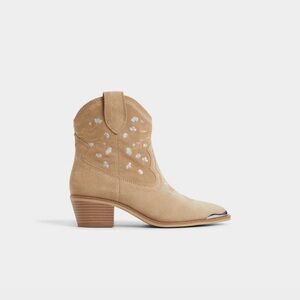 Aldo Beige Floral Ankle Booties